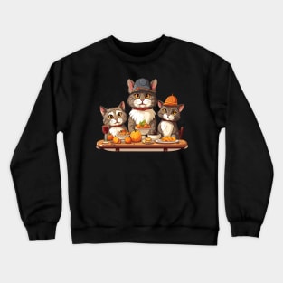 Cats celebrating thanksgiving Crewneck Sweatshirt